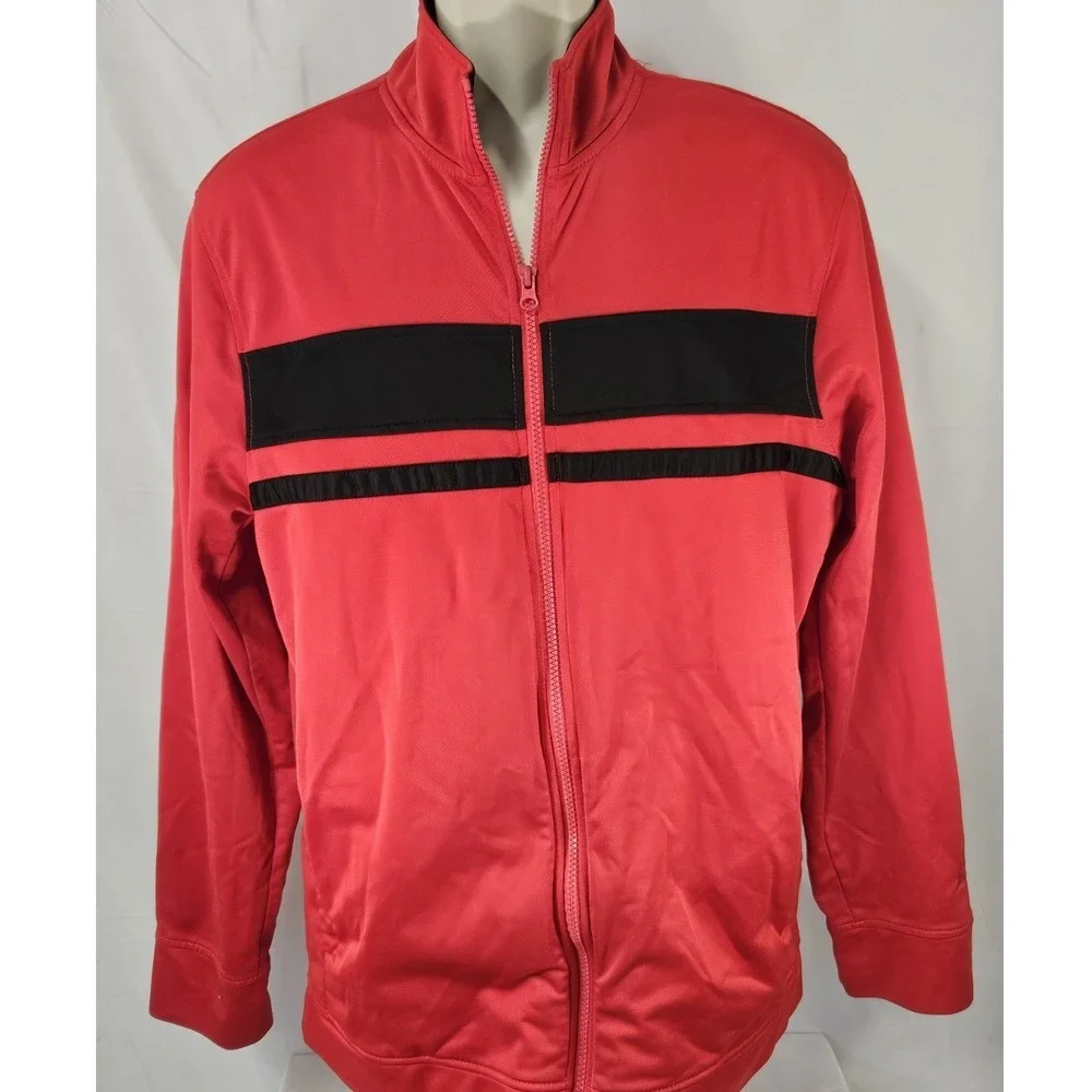 Windbreaker Jacket Vintage Starter Red Black Zip Up Men's‎ Size Large EUC